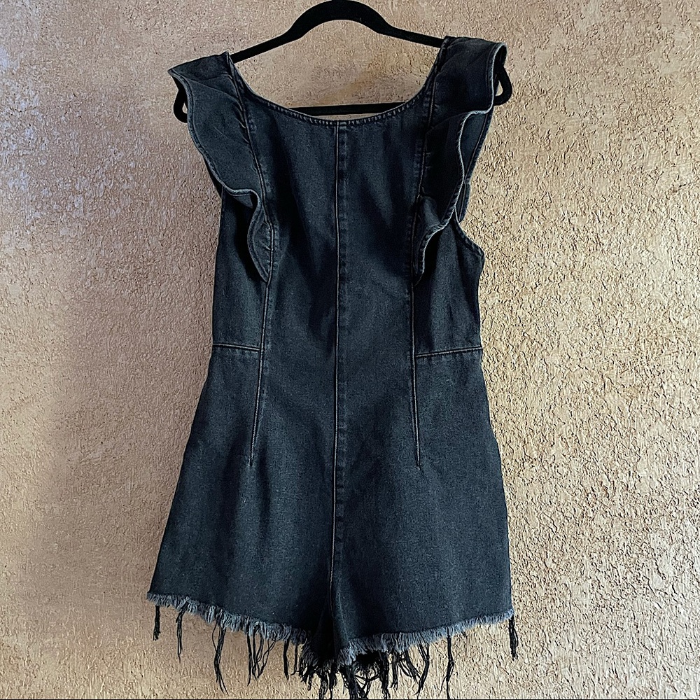 Free People Ruffled Denim Romper